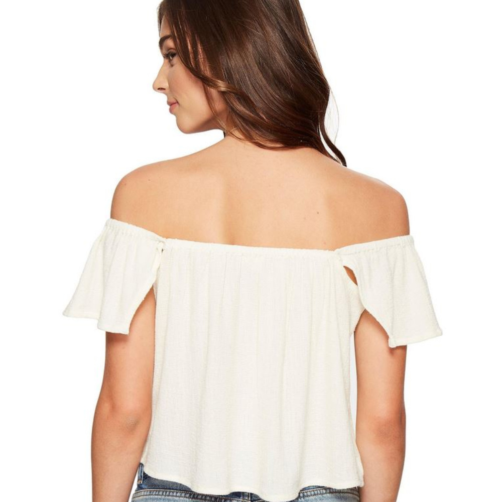 ROXY OFF THE SHOULDER CREAM IVORY WHITE TOP MEDIUM - Picture 2 of 5